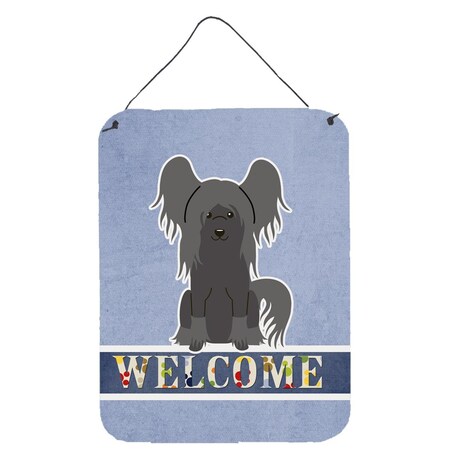 Carolines Treasures Chinese Crested Black Welcome Wall or Door Hanging Prints BB5693DS1216